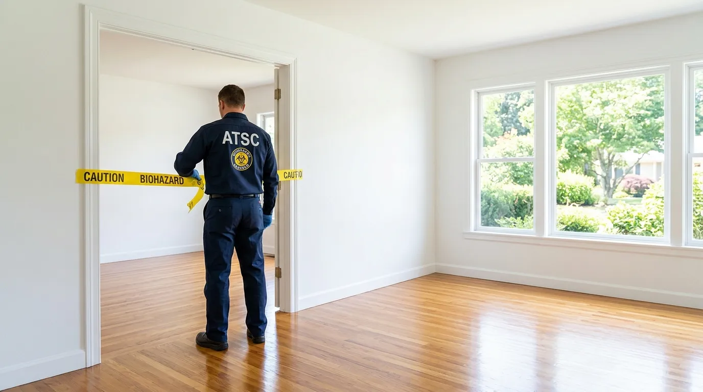 Certified biohazard cleanup crew performing Trauma Scene Cleanup in Tillmans Corner